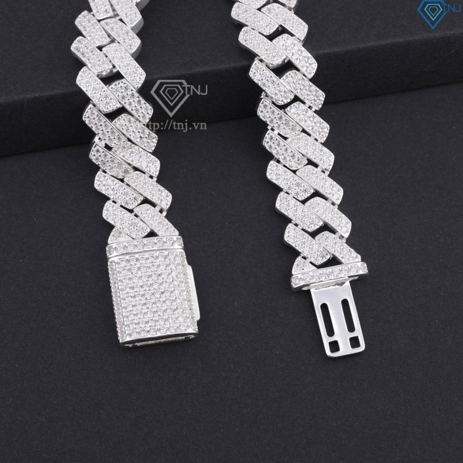 Lắc tay Cuban bạc phiên bản 14mm đẹp LTA0216
