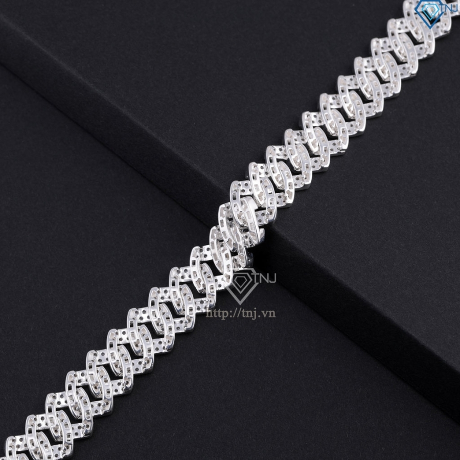 Lắc tay Cuban bạc phiên bản 14mm đẹp LTA0216