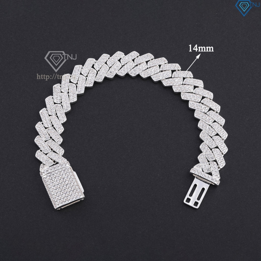 Lắc tay Cuban bạc phiên bản 14mm đẹp LTA0216