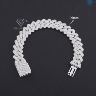 Lắc tay Cuban bạc phiên bản 14mm đẹp LTA0216