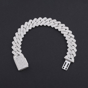 Lắc tay Cuban bạc phiên bản 14mm đẹp LTA0216