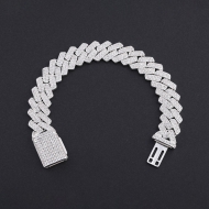 Lắc tay Cuban bạc phiên bản 14mm đẹp LTA0216
