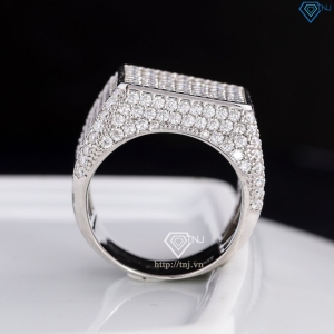 Nhẫn nam mặt vuông đính full kim cương Moissanite NNAM0234