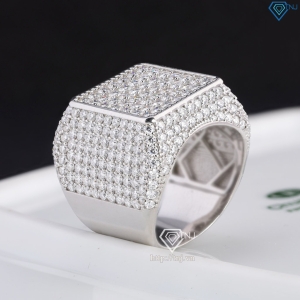 Nhẫn nam mặt vuông đính full kim cương Moissanite NNAM0234