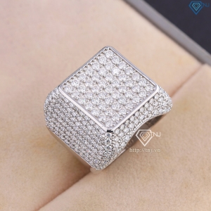 Nhẫn nam mặt vuông đính full kim cương Moissanite NNAM0234
