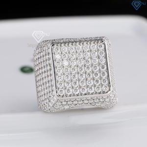 Nhẫn nam mặt vuông đính full kim cương Moissanite NNAM0234