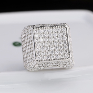 Nhẫn nam mặt vuông đính full kim cương Moissanite NNAM0234