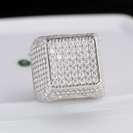 Nhẫn nam mặt vuông đính full kim cương Moissanite NNAM0234