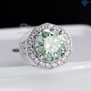 Nhẫn nam Moissanite bản to đính kim cương xanh 15.0mm NNAM0235