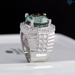 Nhẫn nam Moissanite bản to đính kim cương xanh 15.0mm NNAM0235