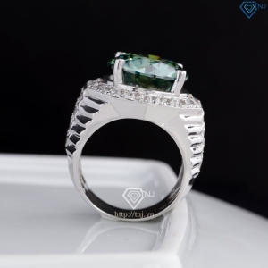 Nhẫn nam Moissanite bản to đính kim cương xanh 15.0mm NNAM0235