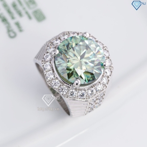 Nhẫn nam Moissanite bản to đính kim cương xanh 15.0mm NNAM0235
