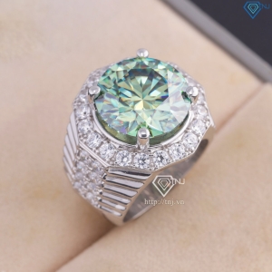 Nhẫn nam Moissanite bản to đính kim cương xanh 15.0mm NNAM0235