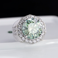 Nhẫn nam Moissanite bản to đính kim cương xanh 15.0mm - Kiểm định GRA NNAM0235