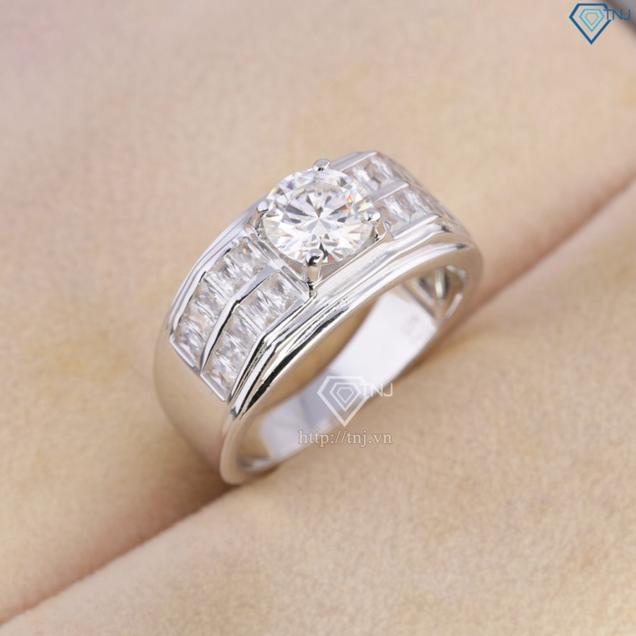 Nhẫn nam đơn giản Moissanite đính kim cương 6.5mm - Kiểm định GRA NNAM