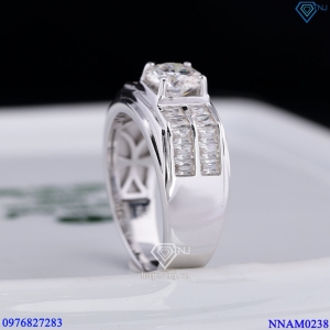 Nhẫn nam đơn giản Moissanite đính kim cương 6.5mm - Kiểm định GRA NNAM