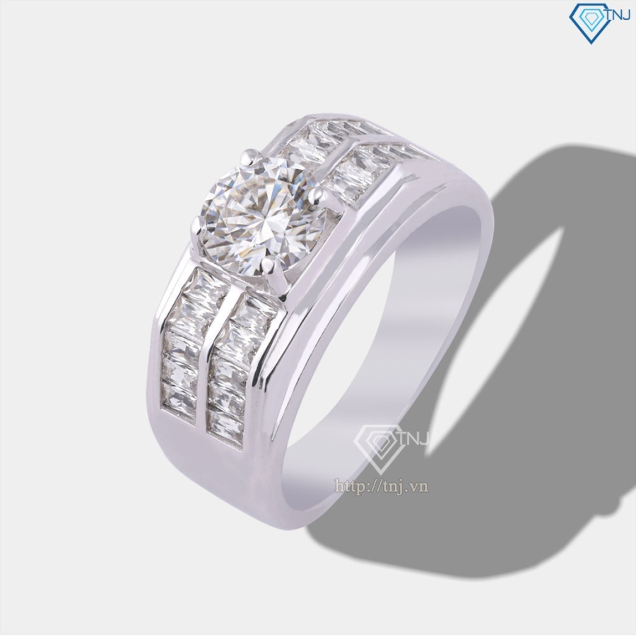 Nhẫn nam đơn giản Moissanite đính kim cương 6.5mm - Kiểm định GRA NNAM