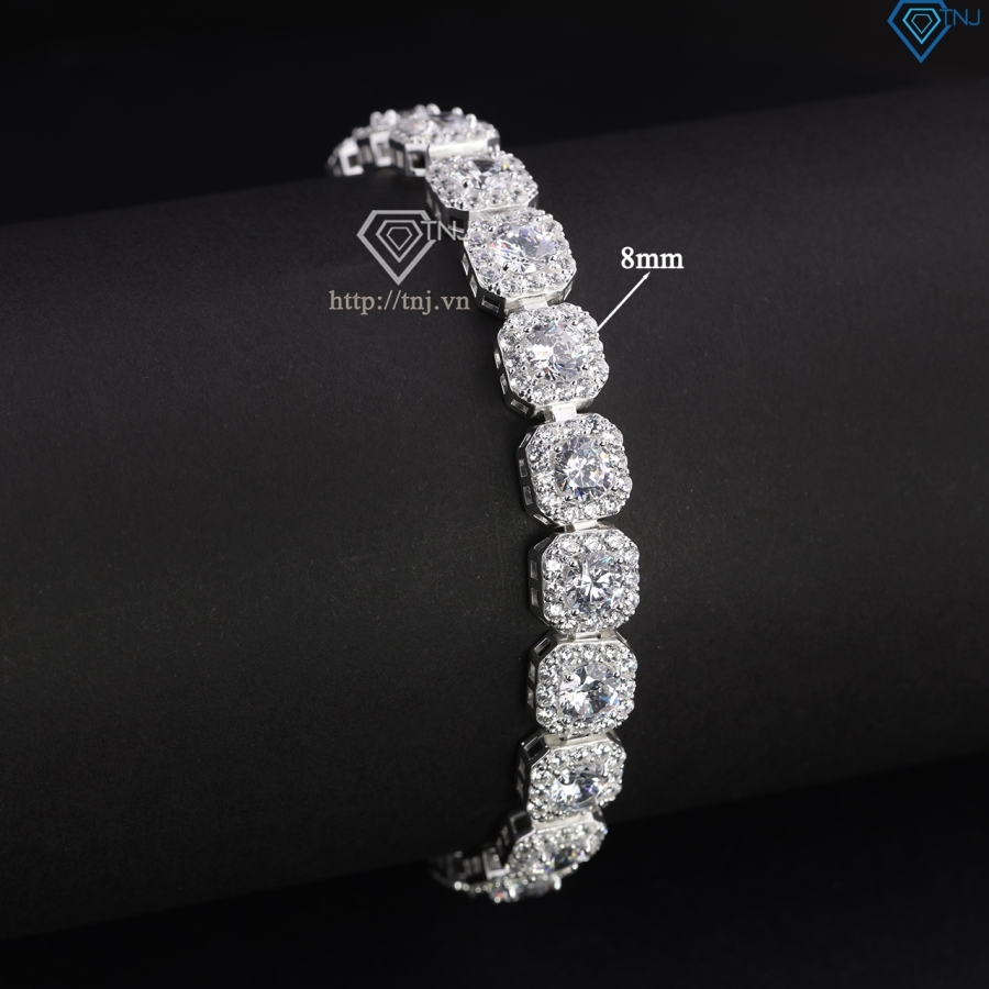 Lắc tay bạc nam Tennis vuông đính đá 5mm đẹp LTA0208