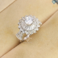 Nhẫn bạc nữ xi kim mặt tròn đẹp NNXK0017