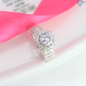 Nhẫn nữ xi kim bản to đính đá đẹp NNXK0018