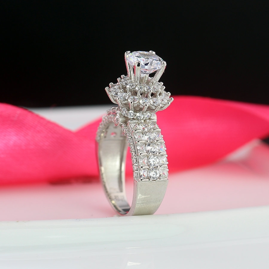 Nhẫn nữ xi kim bản to đính đá đẹp NNXK0018