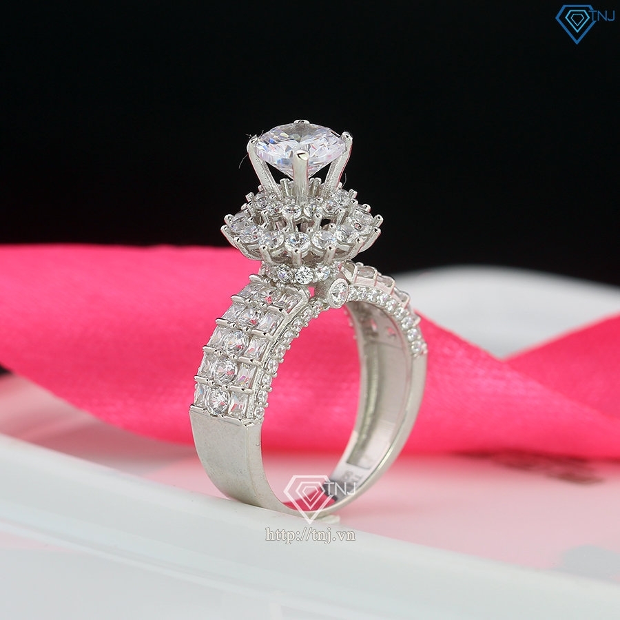 Nhẫn nữ xi kim bản to đính đá đẹp NNXK0018