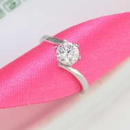 Nhẫn bạc nữ đơn giản đính kim cương Moissanite đẹp 6.0mm - Kiểm định GRA NNM0082