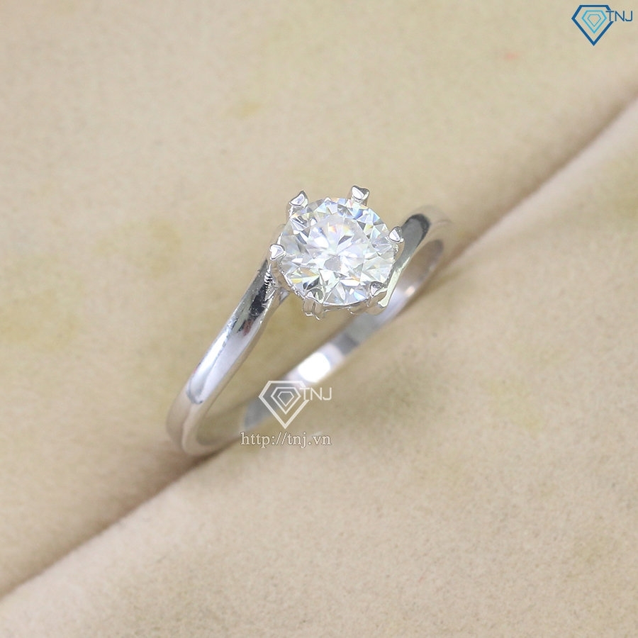 Nhẫn bạc nữ đơn giản đính kim cương Moissanite 6.0mm NNM0082