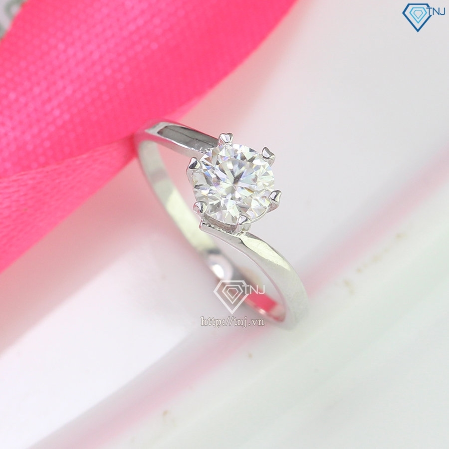 Nhẫn bạc nữ đơn giản đính kim cương Moissanite 6.0mm NNM0082