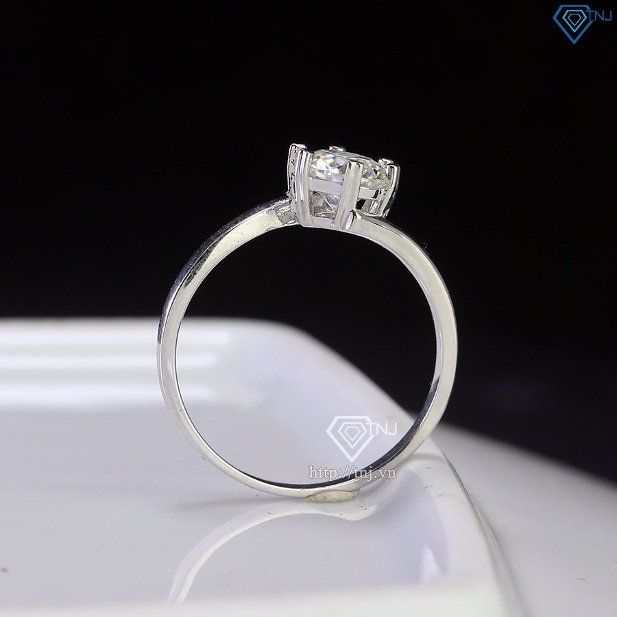 Nhẫn bạc nữ đơn giản đính kim cương Moissanite 6.0mm NNM0082