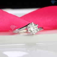 Nhẫn bạc nữ đơn giản đính kim cương Moissanite 6.0mm NNM0082