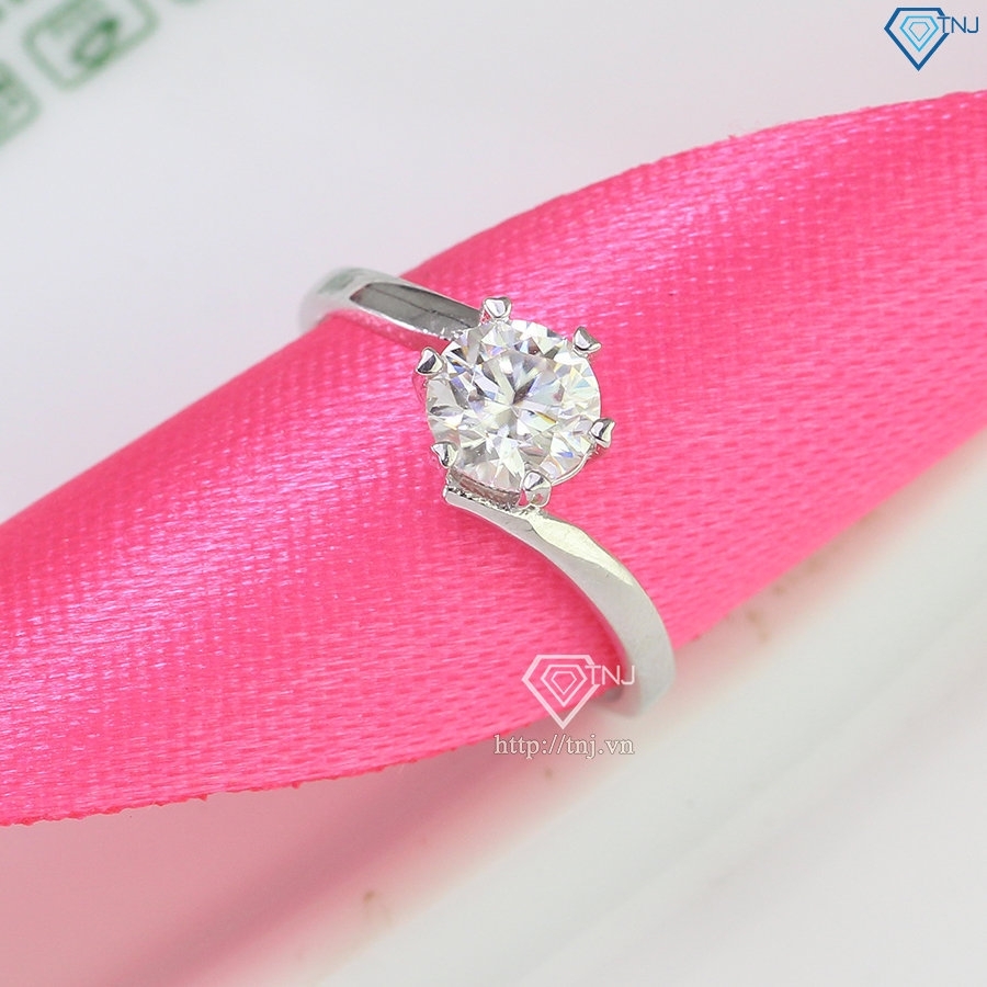 Nhẫn bạc nữ đơn giản đính kim cương Moissanite 6.0mm NNM0082