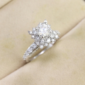 Nhẫn nữ cao cấp đính kim cương Moissanite sang trọng 7.0mm NNM0088