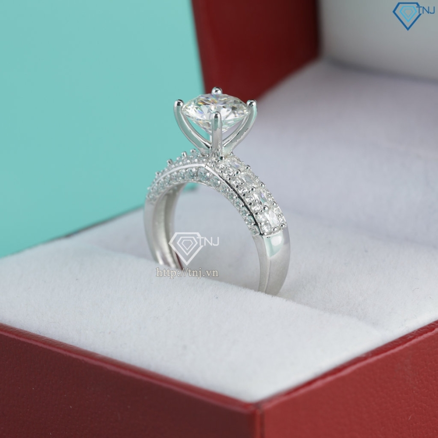 Nhẫn nữ Moissanite sang trọng đính kim cương 8.0mm NNM0092
