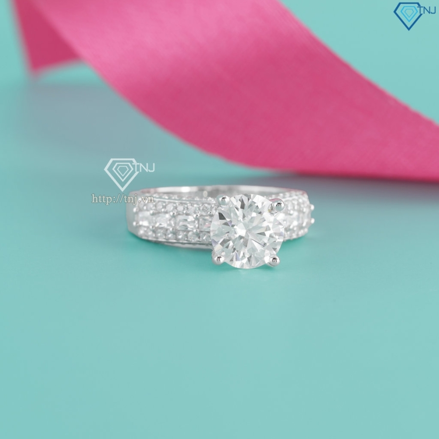 Nhẫn nữ Moissanite sang trọng đính kim cương 8.0mm NNM0092