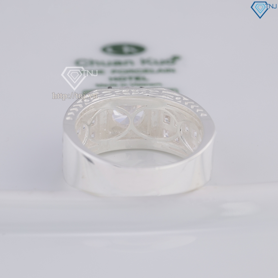 Nhẫn nam bạc 925 bản vừa đính đá đẹp NNA0850