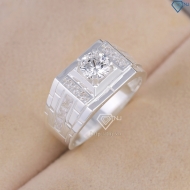 Nhẫn nam bạc 925 đơn giản đính đá đẹp NNA0852