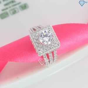 Nhẫn bạc nữ xi kim mặt vuông đính đá NNXK0011