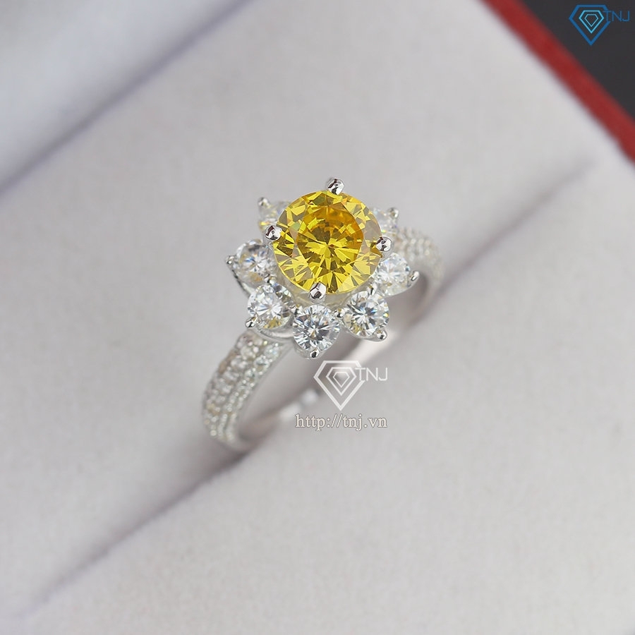 Nhẫn bạc nữ hoa hồng đính đá vàng NNXK0012