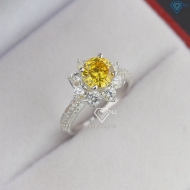 Nhẫn bạc nữ hoa hồng đính đá vàng NNXK0012