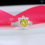 Nhẫn bạc nữ hoa hồng đính đá vàng NNXK0012