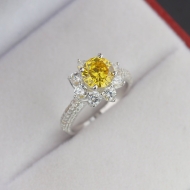 Nhẫn bạc nữ hoa hồng đính đá vàng NNXK0012