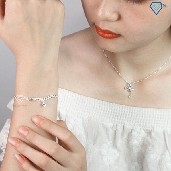 Lắc tay bạc nữ đơn giản đính đá đẹp LTN0160 - Trang Sức TNJ