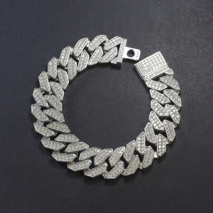 Lắc tay nam Cuban đính full kim cương Moissanite 15mm LTAM0008