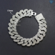Lắc tay nam Cuban đính full kim cương Moissanite 15mm LTAM0008
