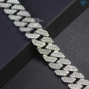 Lắc tay nam Cuban đính full kim cương Moissanite 15mm LTAM0008
