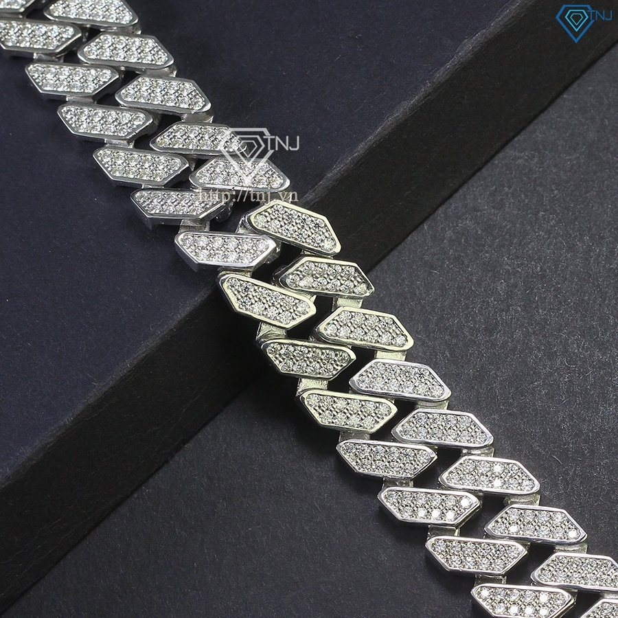 Lắc tay nam Cuban đính full kim cương Moissanite 15mm LTAM0008