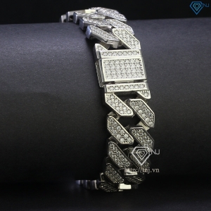 Lắc tay nam Cuban đính full kim cương Moissanite 15mm LTAM0008
