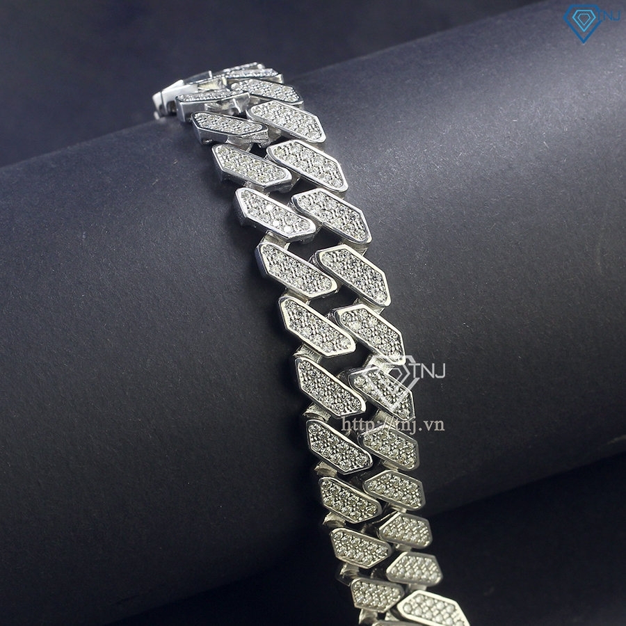 Lắc tay nam Cuban đính full kim cương Moissanite 15mm LTAM0008