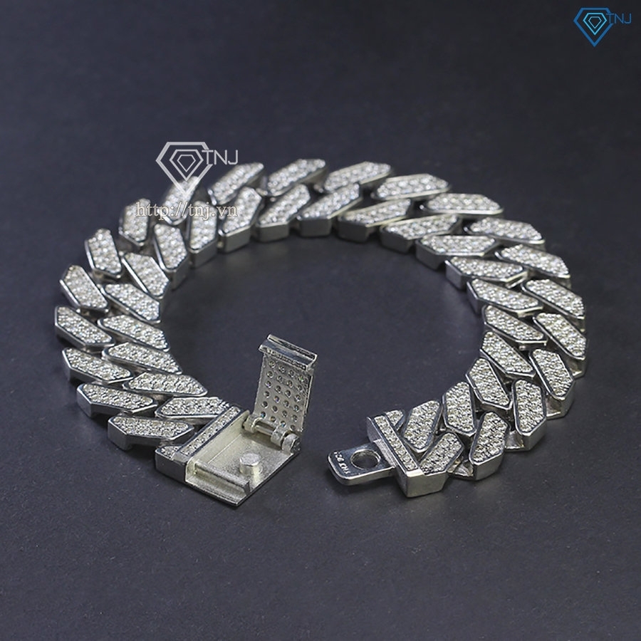 Lắc tay nam Cuban đính full kim cương Moissanite 15mm LTAM0008